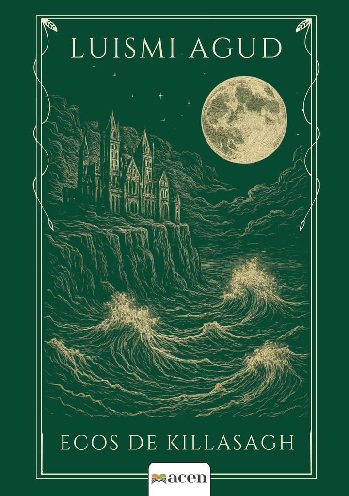 Portada de Ecos de Killasagh — castillo sobre acantilado bajo luna llena